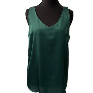 Green v-neck flowy tank